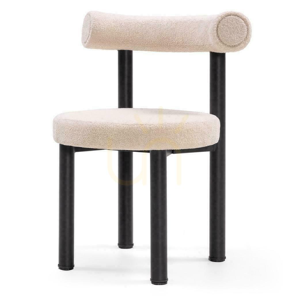 2er-Set Nova Nook PERER Bouclé-Stühle, beige, schwarze Beine