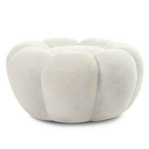 PERLE Weißer Boucle-Pouf small 4