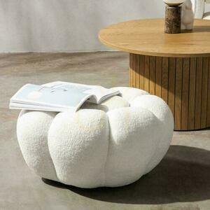 PERLE Weißer Boucle-Pouf small 6