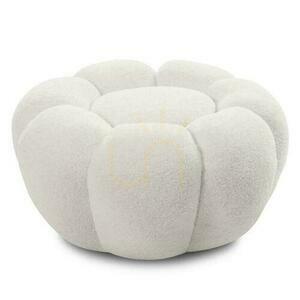PERLE Weißer Boucle-Pouf small 0
