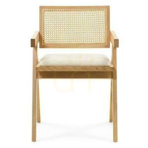Armlehnstuhl Nova Nook RENE, Esche natur, Rattan und beiger Stoffbezug small 5