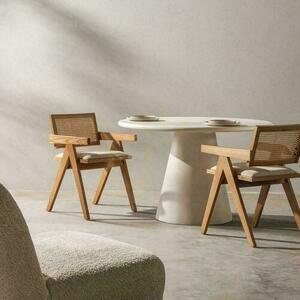 Armlehnstuhl Nova Nook RENE, Esche natur, Rattan und beiger Stoffbezug small 8