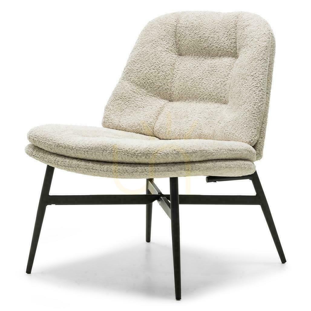 Prüfen ROVERO Sessel Beige Boucle mit schwarzen Beinen ROVERO Sessel Beige Boucle mit schwarzen Beinen