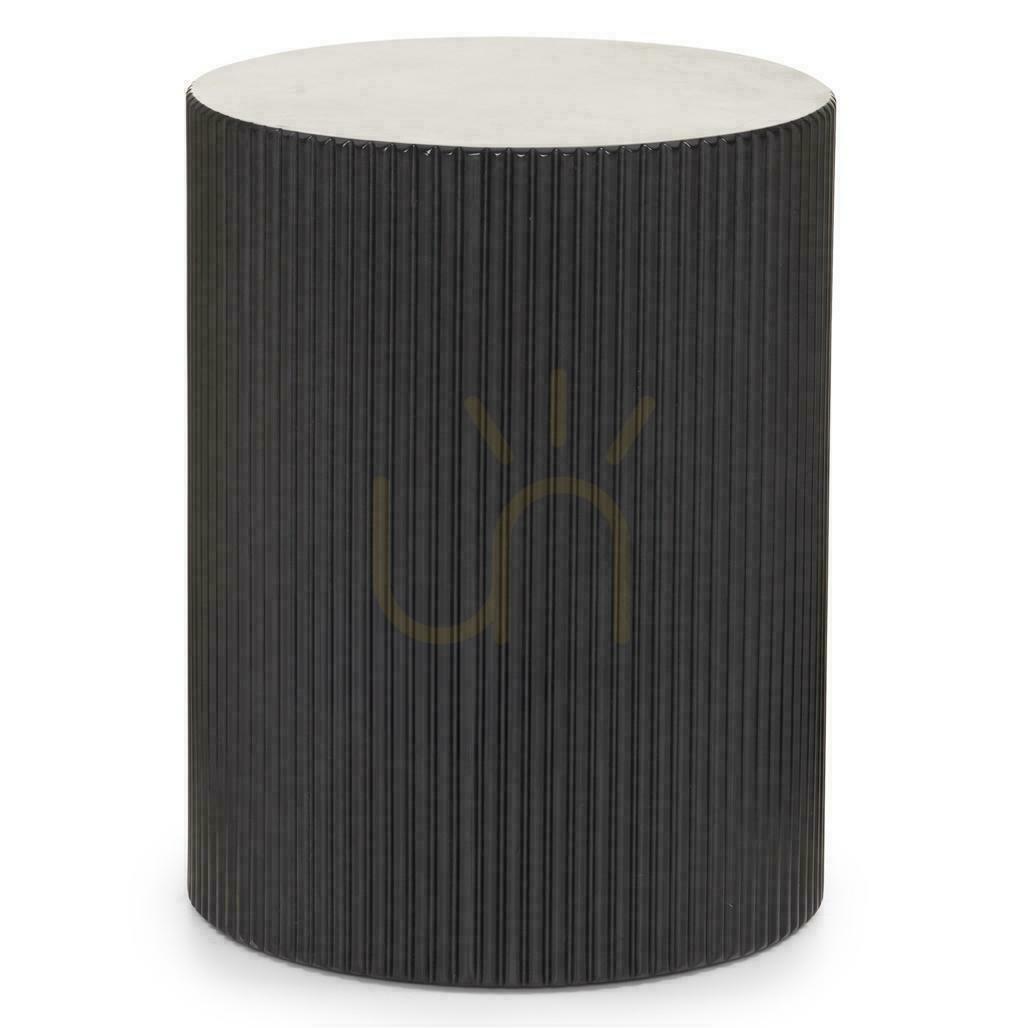 RYU Beistelltisch 35 cm, Schwarz mit Rillen