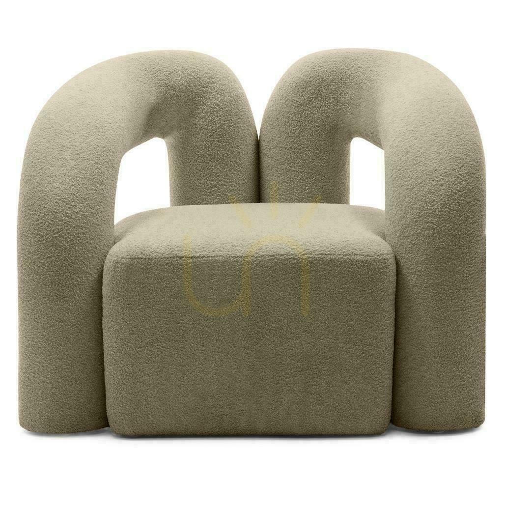 SELLEL Gepolsterter Sessel Beige-Braun Boucle