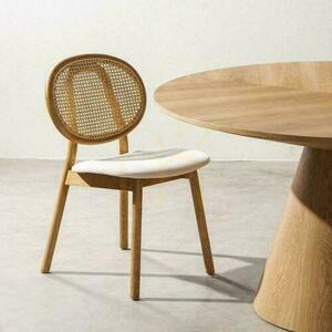 2er-Set SUMBA Samt-Holzstühle mit Rattan-Rückenlehne in Wiener Bindung small 1