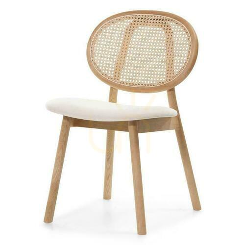 Prüfen 2er-Set SUMBA Samt-Holzstühle mit Rattan-Rückenlehne in Wiener Bindung