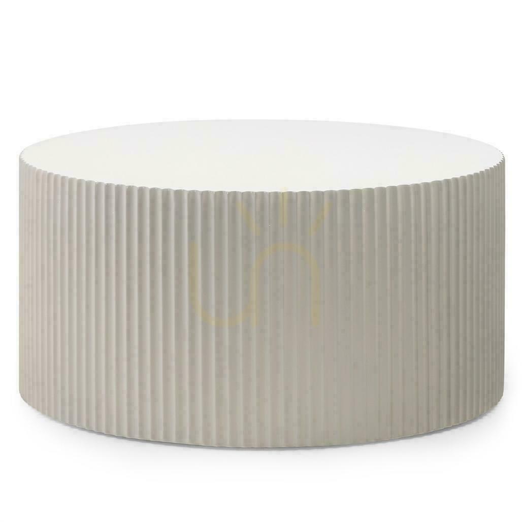 Aussicht ZOE Grau-Beige Couchtisch-Set mit Rillen ZOE Grau-Beige Couchtisch-Set mit Rillen