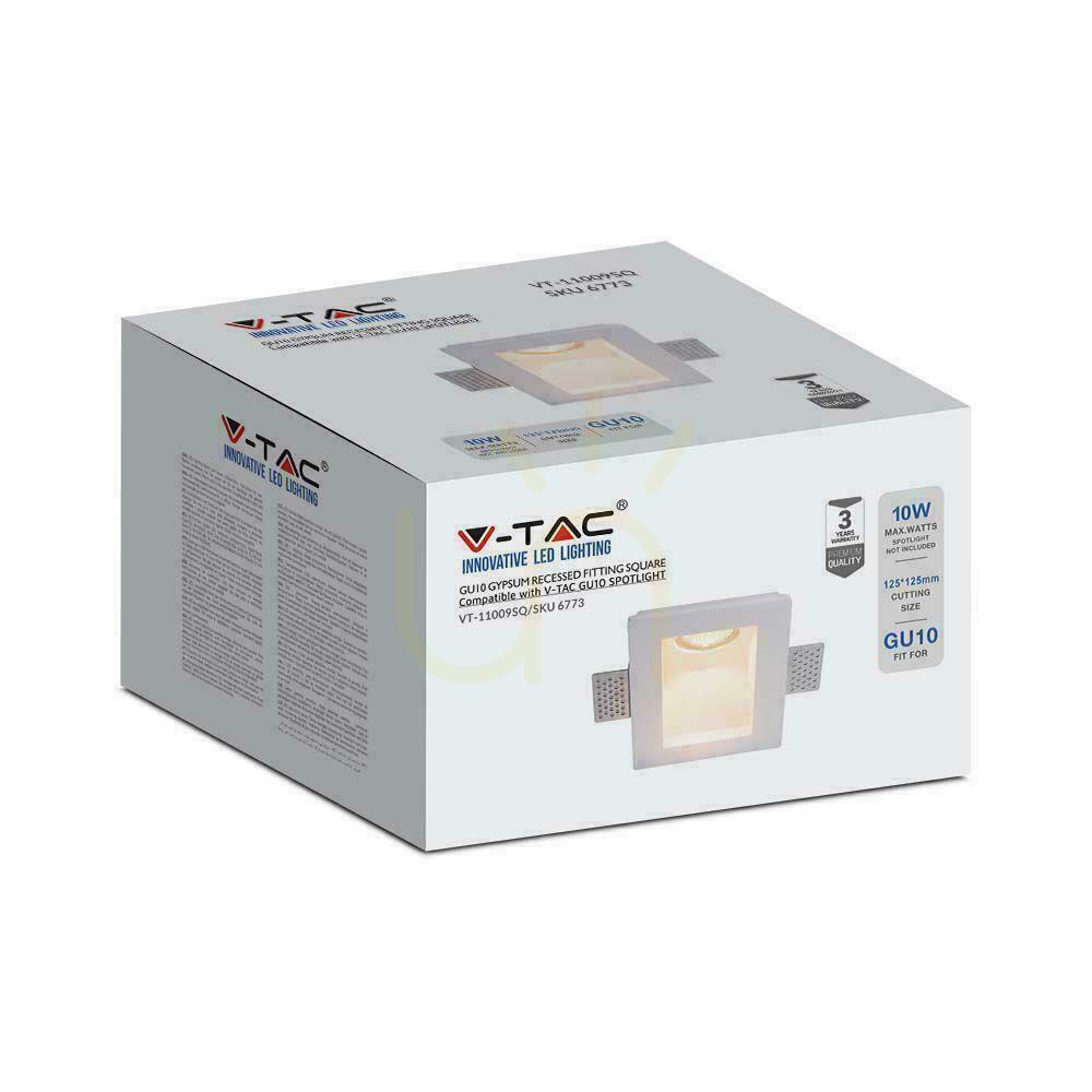 Aussicht V-TAC GU10 Gipsleuchte Wandleuchte quadratisch 120x120 VT-11009 3 Jahre Garantie V-TAC GU10 Gipsleuchte Wandleuchte quadratisch 120x120 VT-11009 3 Jahre Garantie