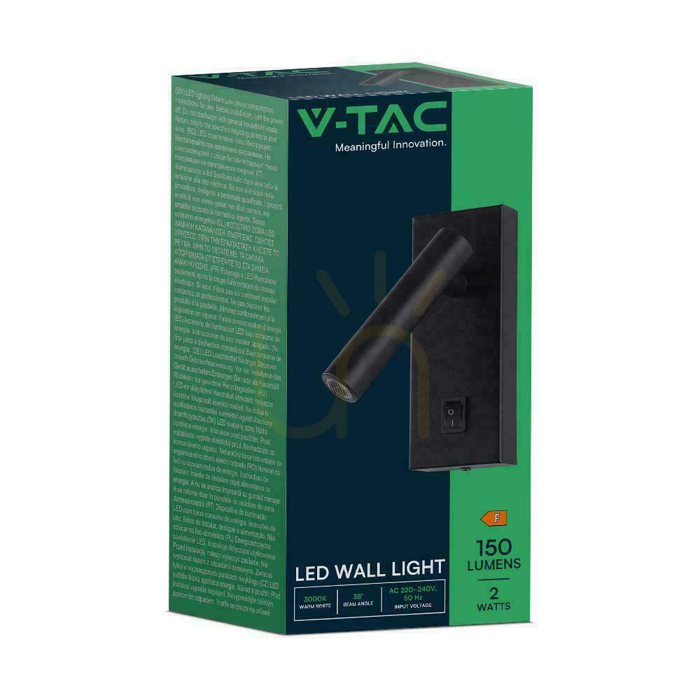 Prüfen LED-Leuchte V-TAC 2W Wandleuchte Hotelbettschalter schwarz VT-402 4000K 150lm LED-Leuchte V-TAC 2W Wandleuchte Hotelbettschalter schwarz VT-402 4000K 150lm