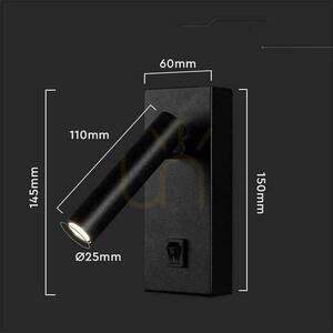 LED-Leuchte V-TAC 2W Wandleuchte Hotelbettschalter schwarz VT-402 4000K 150lm 6 LED-Leuchte V-TAC 2W Wandleuchte Hotelbettschalter schwarz VT-402 4000K 150lm small 6