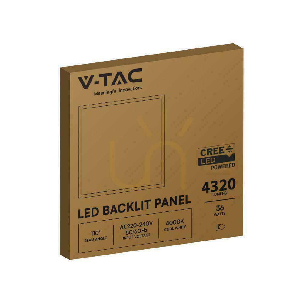 Zeige LED-Panel V-TAC 36W 600x600 LED CREE CHIP Stromversorgung LIFUD Hintergrundbeleuchtung 33mm 120Lm/W VT-61036 4000K 4320lm 6 Jahre Garantie LED-Panel V-TAC 36W 600x600 LED CREE CHIP Stromversorgung LIFUD Hintergrundbeleuchtung 33mm 120Lm/W VT-61036 4000K 4320lm 6 Jahre Garantie