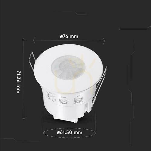 Prüfen Bewegungsmelder 360st Einbau rund weiß 1000W LED IP54 V-TAC VT-81042 5 Jahre Garantie