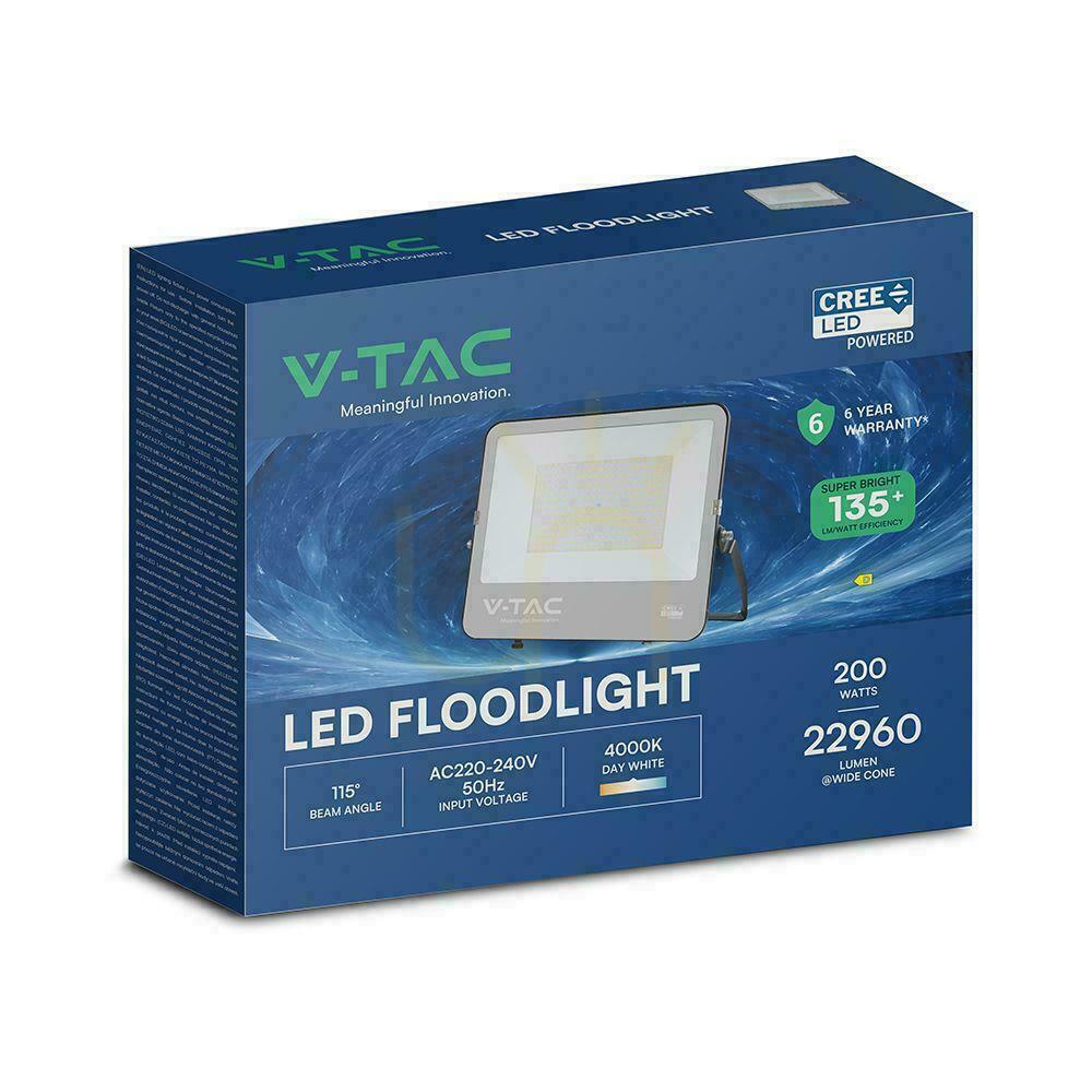 Anzeige LED-Projektor V-TAC CREE CHIP 200W 135lm/W schwarzes Gehäuse Kabel 1m IP65 VT-44201 4000K 27000lm 6 Jahre Garantie LED-Projektor V-TAC CREE CHIP 200W 135lm/W schwarzes Gehäuse Kabel 1m IP65 VT-44201 4000K 27000lm 6 Jahre Garantie