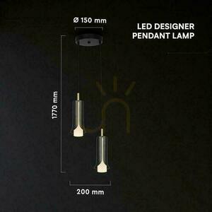 V-TAC 2X10W LED-Pendelleuchte 177x20cm rauchgrau, gold VT-89026 3000K 1200lm small 2