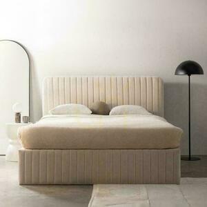 Polsterbett 160x200 cm ANDRE Velvet, Beige mit Stauraum small 2