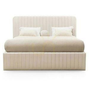 Polsterbett 160x200 cm ANDRE Velvet, Beige mit Stauraum small 0