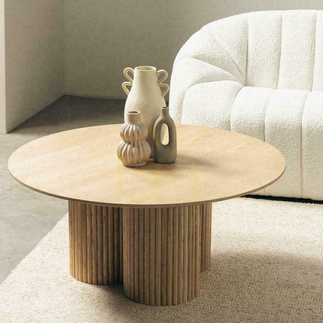 Aussicht Runder Couchtisch 100 cm NAORA II II Eiche Natur, Esche, Latten Runder Couchtisch 100 cm NAORA II II Eiche Natur, Esche, Latten