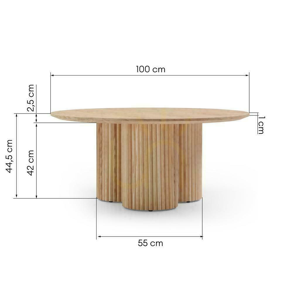 Prüfen Runder Couchtisch 100 cm NAORA II II Eiche Natur, Esche, Latten Runder Couchtisch 100 cm NAORA II II Eiche Natur, Esche, Latten