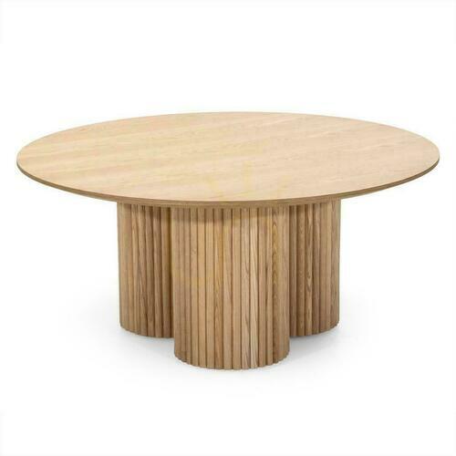 Prüfen Runder Couchtisch 100 cm NAORA II II Eiche Natur, Esche, Latten