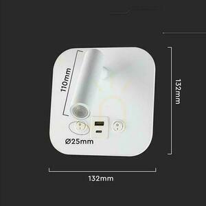LED-Leuchte V-TAC 8W COB CREE Wandleuchte weiß Hotelbett USB+USB C Schalter VT-80068-W 3000K 830lm 2 Jahre Garantie small 4