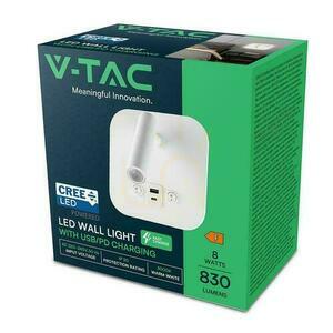 LED-Leuchte V-TAC 8W COB CREE Wandleuchte weiß Hotelbett USB+USB C Schalter VT-80068-W 3000K 830lm 2 Jahre Garantie small 5