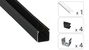 TEKKNI HELSE Set schwarz, transparenter Lampenschirm 2 m small 1