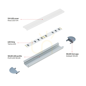 TEKKNI SELDE LED-Einbauprofil-Set 3 m, silber, mattierter S14-Diffusor small 8