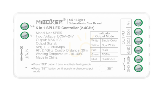 MiBoxer CONTROLLER 5-24V 10A RF SPI 5-in-1