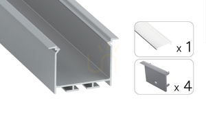 TEKKNI HEDE silbernes Set, 2 m transparenter Lampenschirm small 1