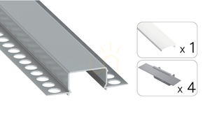 TEKKNI HORST LED-Profilset Silber eloxiert mit milchiger PC-Abdeckung 2,02 m 38-1240-20 small 1