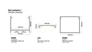 TEKKNI NORS Satz Silber, milchig Lampenschirm 3 m 2 TEKKNI NORS Satz Silber, milchig Lampenschirm 3 m small 2