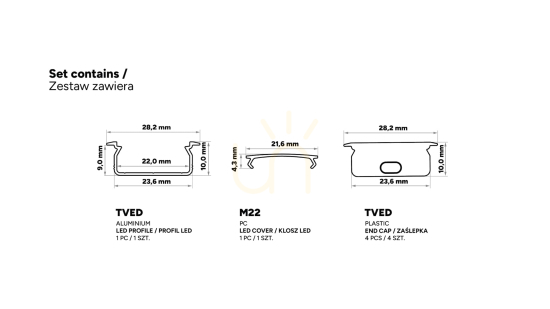Vorschau TEKKNI TVED silbernes Set, 2 m transparenter Lampenschirm TEKKNI TVED silbernes Set, 2 m transparenter Lampenschirm