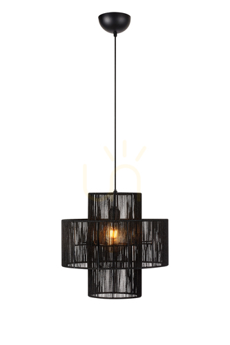 Prüfen Pendelleuchte Markslojd Soga 108766 Schwarz Stahl Jute 40 cm
