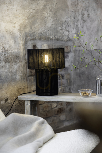 Prüfen Tischlampe Markslojd SOGA 108768 Schwarz Stahl Jute 38 cm