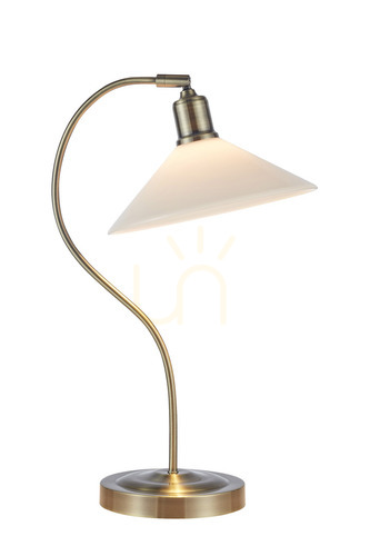 Prüfen Tischleuchte Markslojd Vela 108863 Weiß Messing antik 49 cm