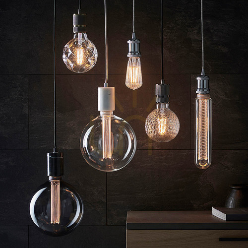 Prüfen E27 LED Filament Glühbirne transparent 4W 6 cm Endon Glas Stahl