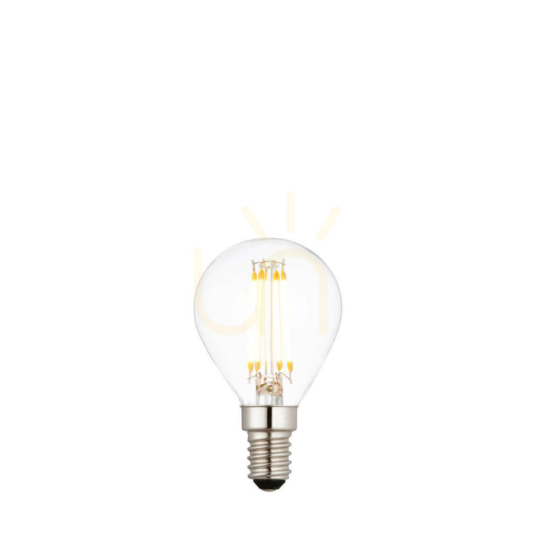 E14 LED Filament Golfballlampe transparent 4W dimmbar Endon