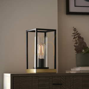Tischlampe Endon Caleb Messing Stahl Glas E27 29 cm small 3