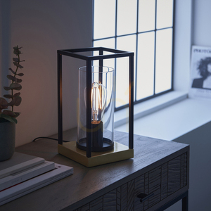 Tischlampe Endon Caleb Messing Stahl Glas E27 29 cm small 6