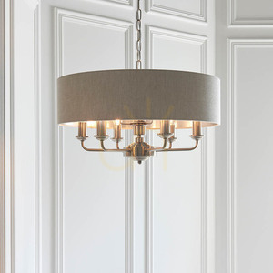 Pendelleuchte Endon Highclere 6-flammig Beige Stoff Ø55 cm E14 dimmbar small 3