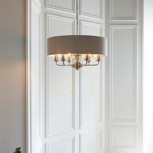 Pendelleuchte Endon Highclere 6-flammig Beige Stoff Ø55 cm E14 dimmbar small 4