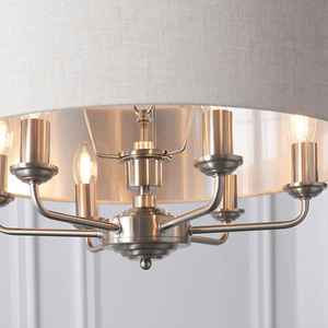 Pendelleuchte Endon Highclere 6-flammig Beige Stoff Ø55 cm E14 dimmbar small 7