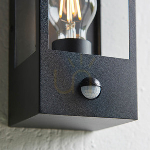 Wandleuchte Endon Oxford PIR Schwarz Edelstahl Glas E27 1-flammig small 8