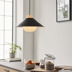 Pendelleuchte Tokyo Schwarz Endon E27 38 cm Stahl Glas small 2