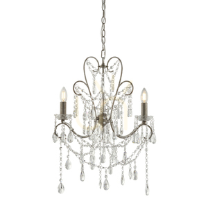 Pendelleuchte Endon Berkley 95524 Altsilber Kristallglas 3x E14 small 0
