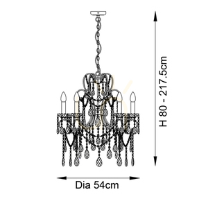 Endon Berkley 96209 Kronleuchter, antiksilberfarben, Glas, 5×E14, 54 cm small 2