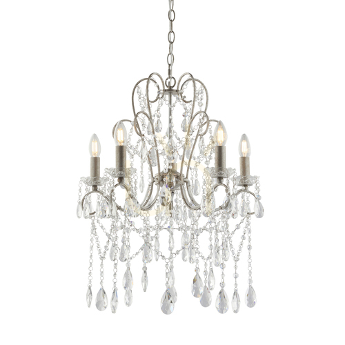 Prüfen Pendelleuchte Endon Berkley 5-flammig Silber Stahl Glas E14 Dimmbar 54 cm