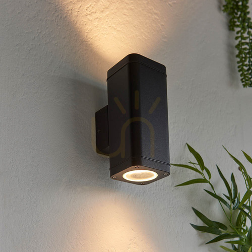 Prüfen Wandleuchte Endon Milton 2-flammig schwarz GU10 Aluminium Glas dimmbar