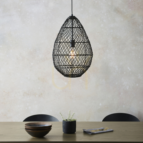 Prüfen Pendelleuchte Endon Pimva Schwarz Rattan Ø35 cm E27 dimmbar